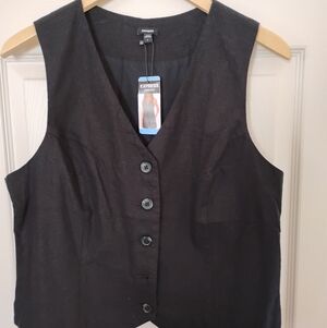Express Black Sleeveless Button-Front Vest Sz L